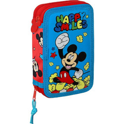 Safta Mickey Mouse Happy Smiles Κασετίνα με 2 Θήκες Γαλάζια Κόκκινη 412214854