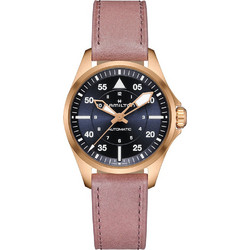 Hamilton Khaki Γυναικείο Ρολόι Αυτόματο με Ροζ Δερμάτινο Λουράκι H76245840