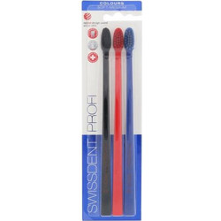 Swissdent Profi Colours Soft Medium Oδοντόβουρτσα Μαύρη Κόκκινη Μπλε
