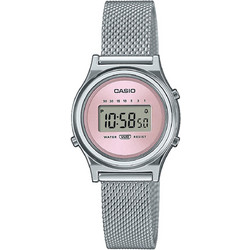 Casio Ψηφιακό Γυναικείο Ρολόι Χρονογράφος με Ασημί Μεταλλικό Μπρασελέ LA-700WEM-4AEF