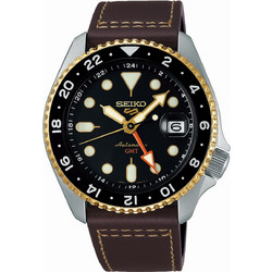 Seiko 5 Sports Ανδρικό Ρολόι Αυτόματο με Καφέ Δερμάτινο Λουράκι SSK036K1