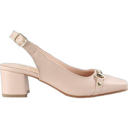Blondie Γόβες Slingback Δερμάτινες με Χοντρό Χαμηλό Τακούνι Nude KS1429