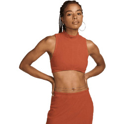 Nike Sportswear Chill Knit Tight Mock-Neck Ribbed Tank Top Γυναικείο Αθλητικό Crop Top Rusted FN3677-825