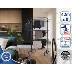 Leifheit Comfort Tower 420 Black Πτυσσόμενη Κάθετη Απλώστρα Ρούχων Δαπέδου Μεταλλική 70x76.5x145cm με Μήκος Απλώματος 42m