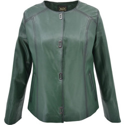 Leather 100 Γυναικείο Μπουφάν Δερμάτινο Κοντό Πράσινο 05-W-MOON