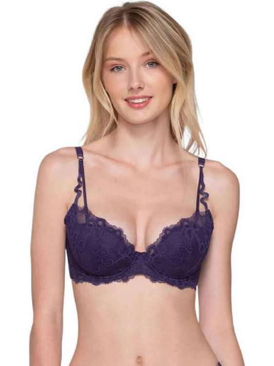 Luna Daisy Σουτιέν Balconette Push Up με Μπανέλα Μωβ 15241