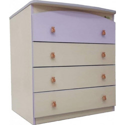 Beboulino Premium Βρεφική Συρταριέρα Οξιά Λιλά 80x55x88cm