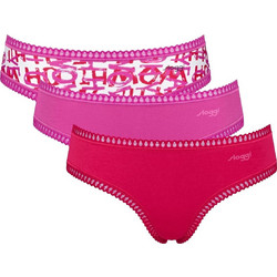 Sloggi Go Crush Βαμβακερά Γυναικεία Slip με Δαντέλα Φούξια 3Pack 10219671-M020