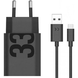 Motorola TurboPower Φορτιστής με Καλώδιο USB-C με Θύρα USB-A 33W Black