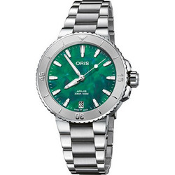 Oris Aquis Γυναικείο Ρολόι Αυτόματο με Ασημί Μεταλλικό Μπρασελέ 0173377704137-0781805P