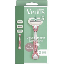 Gillette Venus Deluxe Smooth Sensitive Γυναικείο Ξυραφάκι με Ανταλλακτικές Κεφαλές με 5 Λεπίδες & Λιπαντική Ταινία 3τμχ