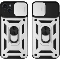 Sonique Ring Armor CamPro Back Cover Silver (iPhone 15 Plus)