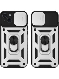 Sonique Ring Armor CamPro Back Cover Silver (iPhone 15 Plus)