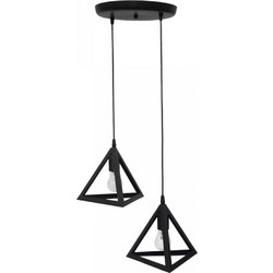 Heronia Lighting Giza Κρεμαστό Φωτιστικό Οροφής Δίφωτο E27 Μαύρο 35-0094