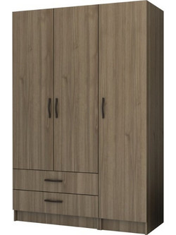 Megapap Τρίφυλλη Ντουλάπα Ρούχων Καρυδί 120x51.8x181cm GP100-0068,3