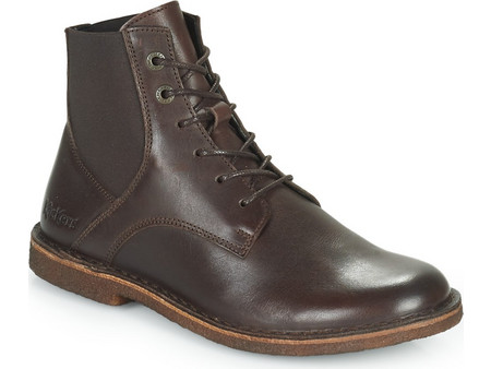 Kickers Titi Γυναικεία Αρβυλάκια Δερμάτινα Σοκολατί με Χοντρό Χαμηλό Τακούνι 654455-50-92