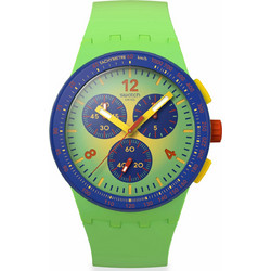 Swatch Ανδρικό Ρολόι Χρονογράφος με Πράσινο Καουτσούκ Λουράκι SUSG101