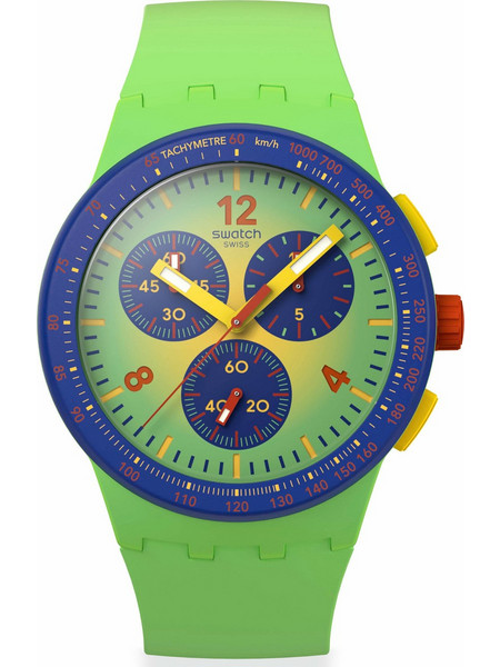 Swatch Ανδρικό Ρολόι Χρονογράφος με Πράσινο Καουτσούκ Λουράκι SUSG101