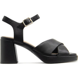Clarks Ritzy 75 Γυναικεία Πέδιλα Δερμάτινα Μαύρα με Χοντρό Ψηλό Τακούνι και Φιάπα 26176646
