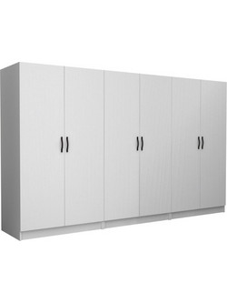 Megapap Εξάφυλλη Ντουλάπα Ρούχων Victoria Λευκή 300x60x181cm GP100-0095,1