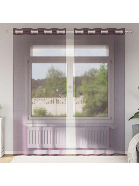 vidaXL Κουρτίνα Παραθύρου Βουάλ με Τρουκς 140x245 2τμχ Μωβ 4102104