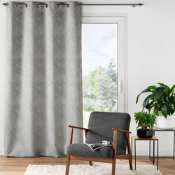 Kipper Κουρτίνα Παραθύρου Floral με Τρουκς 140x260 Teora Grey