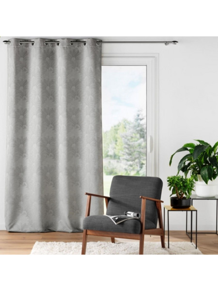 Kipper Κουρτίνα Παραθύρου Floral με Τρουκς 140x260 Teora Grey