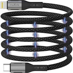 Maxlife MXUC-11 Braided USB-C to Lightning Cable 27W 1m Black 5907457795969