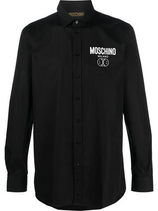 Moschino Ανδρικό Πουκάμισο Βαμβακερό Μακρυμάνικο Κανονική Γραμμή Μαύρο ZRA0215203524K