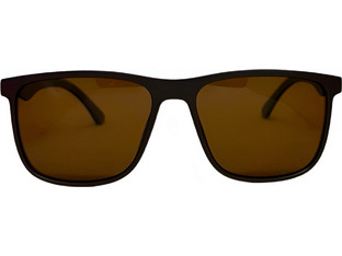 Frog Optical AS 357 Ανδρικά Γυαλιά Ηλίου Τετράγωνα Κοκάλινα Μαύρα με Καφέ Φακό