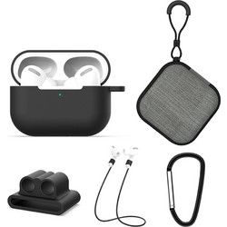 Sonique Soft Touch Σετ Θήκη Σιλικόνης με Γάντζο για Apple AirPods Pro 1 Μαύρη