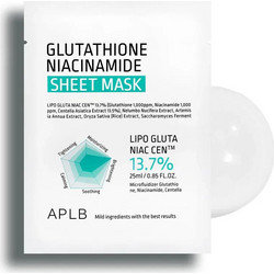APLB Glutathione Niacinamide Sheet Μάσκα Προσώπου για Ενυδάτωση Λάμψη & Καταπράυνση 25ml
