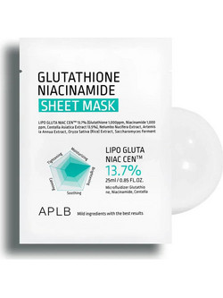 APLB Glutathione Niacinamide Sheet Μάσκα Προσώπου για Ενυδάτωση Λάμψη & Καταπράυνση 25ml