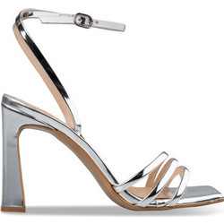 Envie Shoes Γυναικεία Πέδιλα Λουστρίνι Ασημί με Λεπτό Ψηλό Τακούνι E02-21792-21