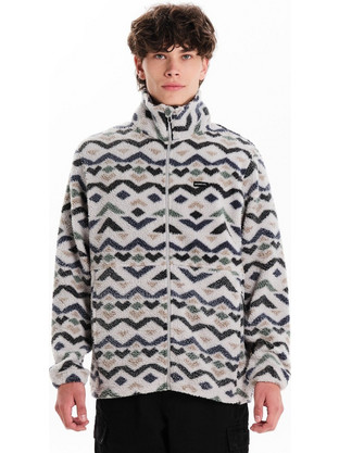 Basehit Ανδρική Ζακέτα Fleece με Φερμουάρ Μπεζ 242.BM290.17PR