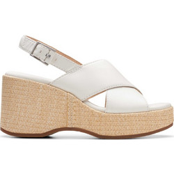 Clarks Manon Wish Ανατομικές Καλοκαιρινές Γυναικείες Πλατφόρμες Ψηλές Δερμάτινες Εκρού 26176301