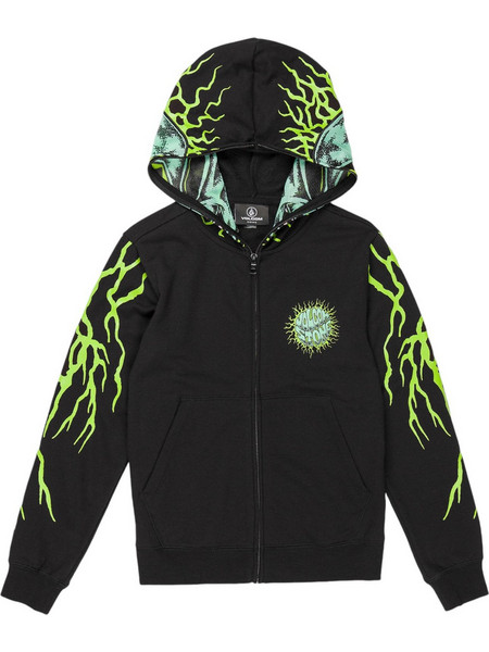 Volcom Παιδική Ζακέτα Φούτερ με Κουκούλα και Φερμουάρ Μαύρη Lime C4832430-BLK