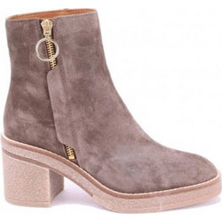 Alpe Γυναικεία Μποτάκια Biker Suede Γκρι με Χοντρό Χαμηλό Τακούνι 2625-11-37