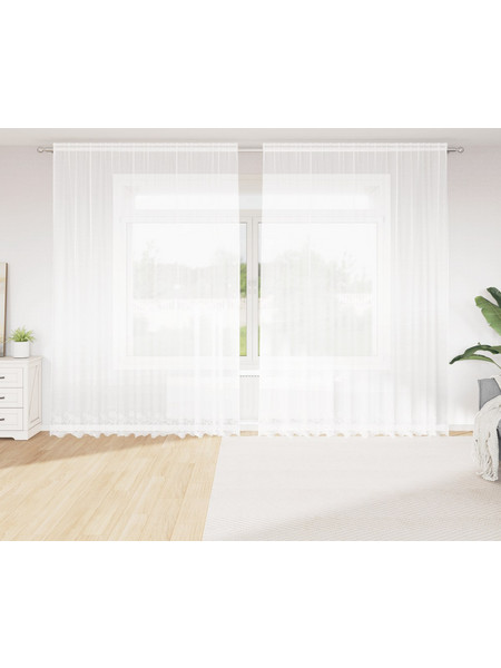vidaXL Κουρτίνα Παραθύρου Floral με Τούνελ & Δαντέλα 300x300 4107786 Λευκή