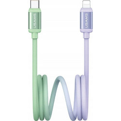 Usams Bicolor Series SJ757 Braided USB-C to Lightning Cable 30W 1.2m Multicolor 6958444994499