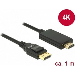 DeLOCK Καλώδιο DisplayPort 1.2 to HDMI Male 1m Black 85316