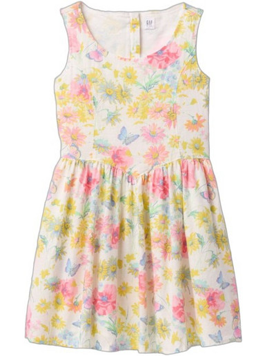 Gap Παιδικό Φόρεμα Λινό Floral Ροζ Κίτρινο 738601000