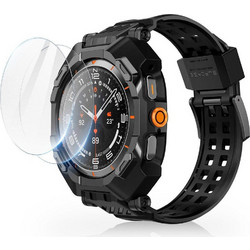 Supcase Unicorn Beetle Pro Θήκη Σιλικόνης Tempered Glass με Λουράκι για Samsung Galaxy Watch Ultra 47mm Μαύρη