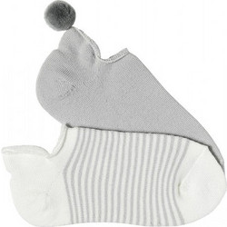Pompea Γυναικείες Κάλτσες Σοσόνια Λευκές Γκρι 2Pack 90770517