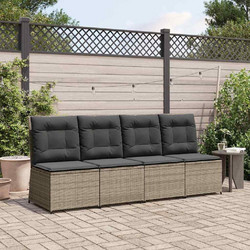 vidaXL Τετραθέσιος Καναπές Εξωτερικού Χώρου Rattan Εκρού 216x67x95cm 3394478