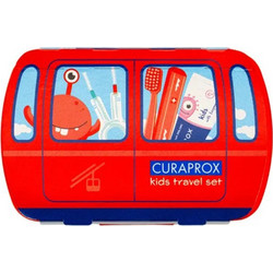 Curaprox Kids Travel Kit Οδοντόβουρτσα + Οδοντόκρεμα 10ml + Μεσοδόντια Βουρτσάκια 2τμχ Κόκκινο