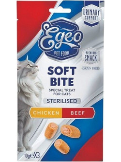 Egeo Pet Food Soft Bites Sterilised with Chicken & Beef 3x10gr