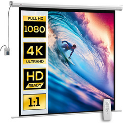HOMCOM 001-024V90WT Ηλεκτρική Οθόνη Προβολής Projector Τοίχου / Οροφής 1:1 149x149cm / 85"