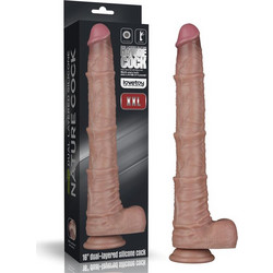 Lovetoy Dual Layered XXL 16" Ρεαλιστικό Dildo με Βεντούζα & Όρχεις 40.6cm Flesh