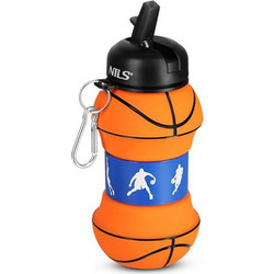 Nils Extreme Foldable Basketball Παιδικό Παγούρι Σιλικόνης Πορτοκαλί 550ml